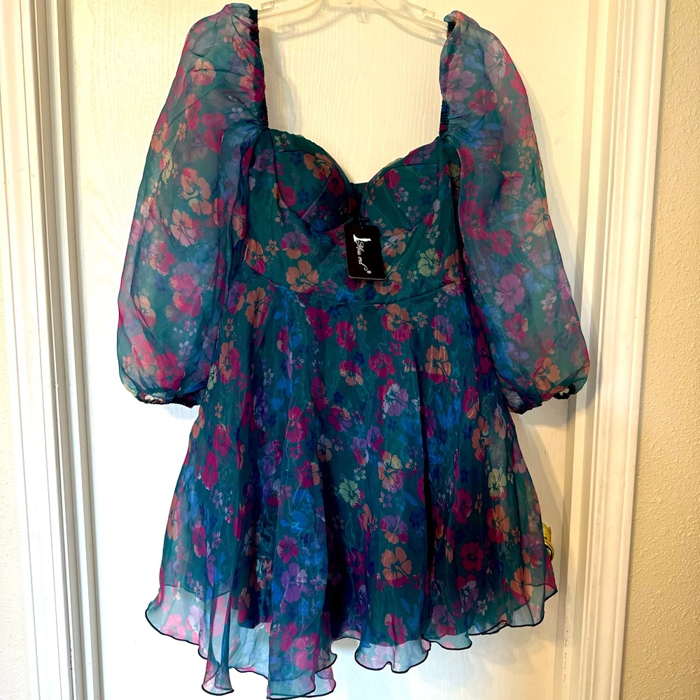NWT blue floral dress. 
Size small.